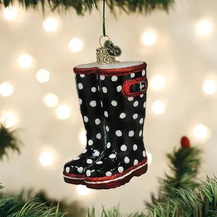 Old World Christmas Glass Ornament - Rubber Boots 3 Old World Christmas Glass Ornament - Rubber Boots