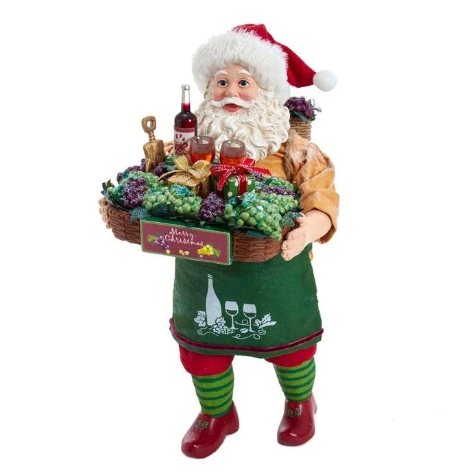 Santa Figurine - Fabriche Santa Holding Wine Basket - 10.5in 3 Santa Figurine - Fabriche Santa Holding Wine Basket - 10.5in
