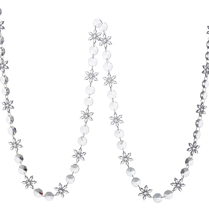 Snowflake Garland - Clear Acrylic - Beads & Snowflakes - 6ft 3 Snowflake Garland - Clear Acrylic - Beads & Snowflakes - 6ft