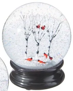Snowglobe - Cardinals In Birch Trees - 4.5in