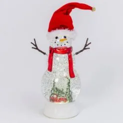 Snowman Snow Globe With Red Truck