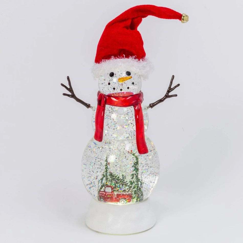 Snowman Snow Globe With Red Truck 2 Snowman Snow Globe With Red Truck
