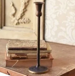 Taper Candle Holder - Antique Brass - 12.5in H